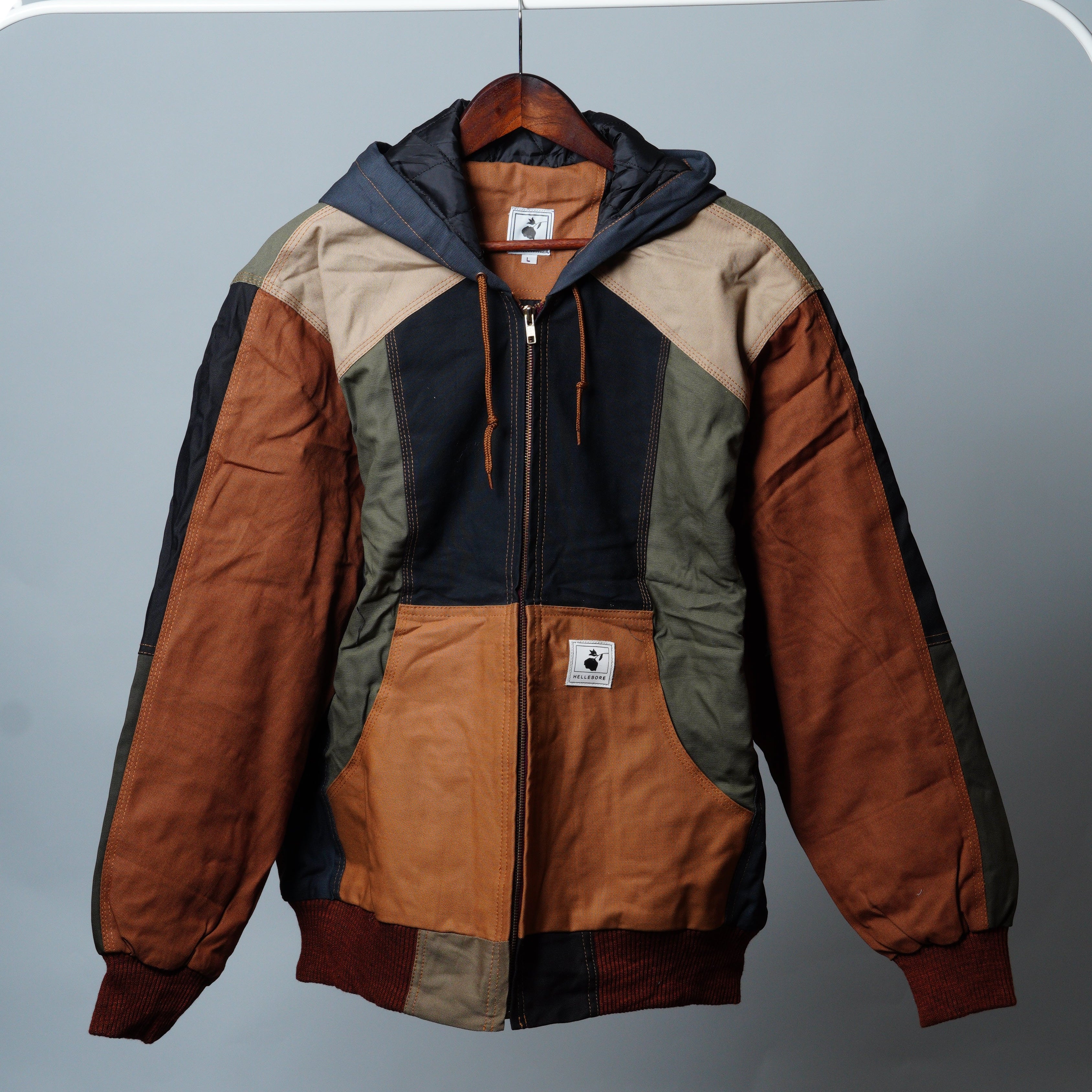 Workwear Colorblock Hooded Jacket Size L